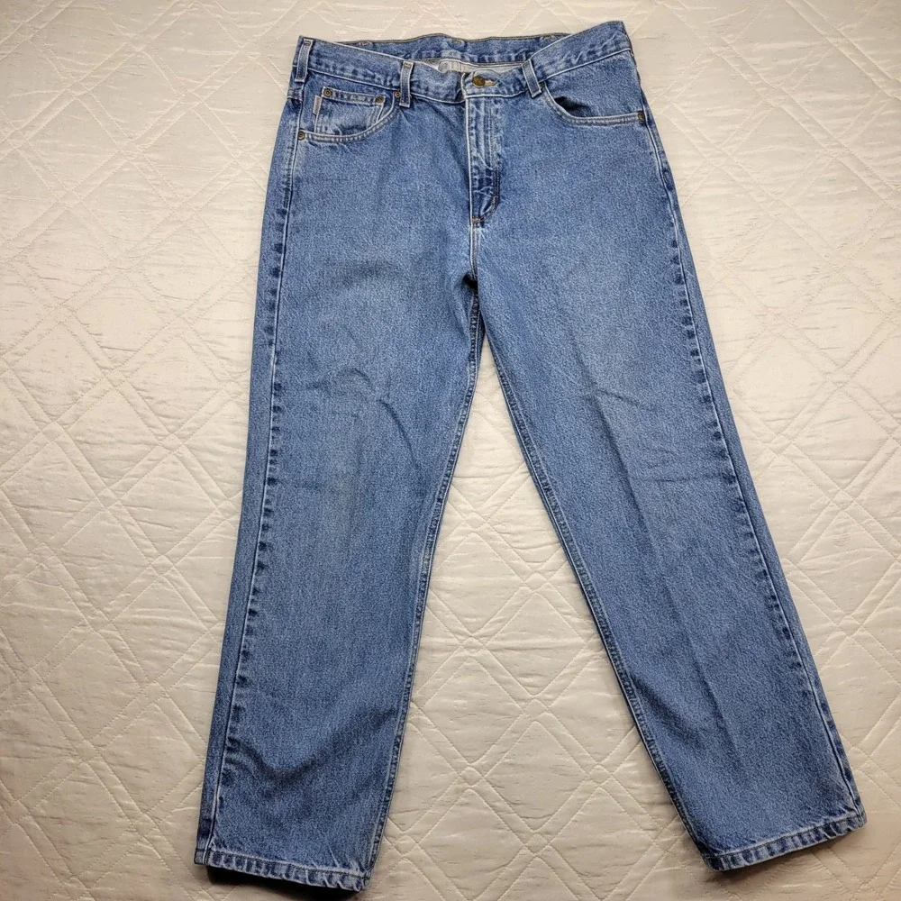Carhartt pleated blue jeans size 36X30